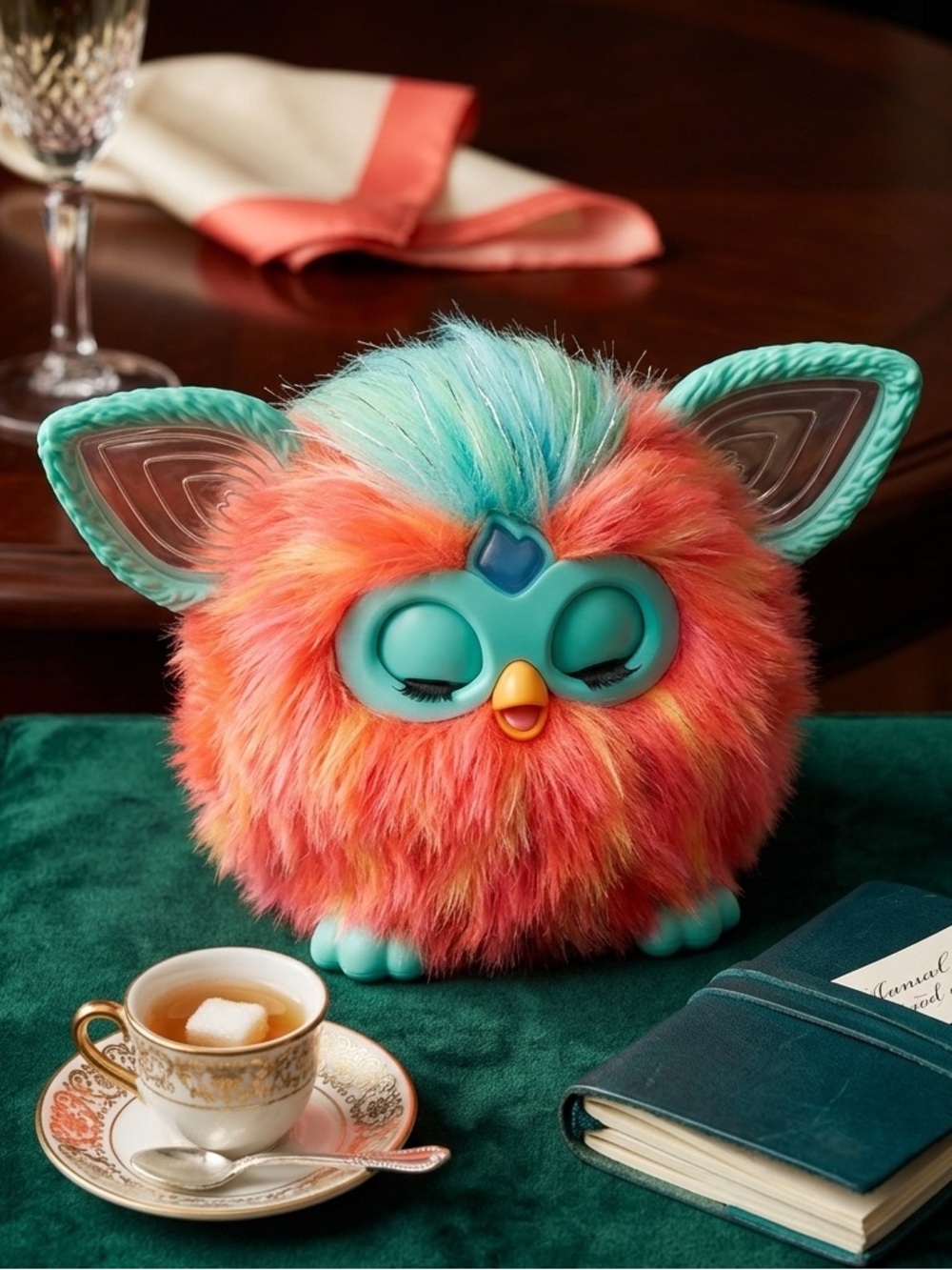 Hasbro Furby 2023 Interactive Plush Toy – Coral & Mint (French Version)
